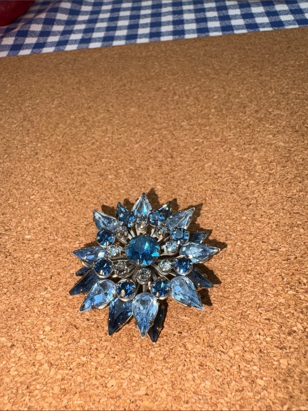 Dazzling Blue Crystal Floral Brooch - Women Jewelry